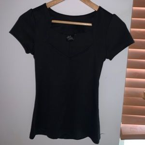 Black low cut short sleeve shirt